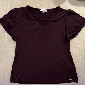Calvin Klein Women's Short Sleeve Top - Deep Purple